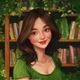 绿野仙踪头像，羞羞色漫分类运营专员，短发女性微笑状态，背景为书架环境