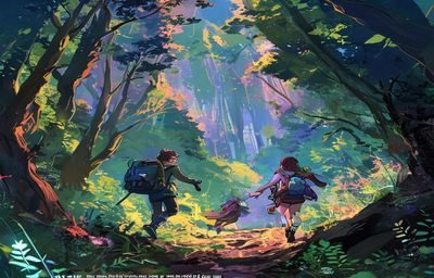 羞羞色漫异世界题材漫画封面，奇幻风格画面色彩鲜艳，主角在魔法森林中冒险，视觉冲击力强