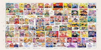 羞羞色漫资源库展示，整齐排列的漫画封面墙，色彩丰富多元，画面充满活力与创意